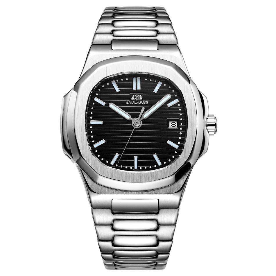 Luxe automatisch mechanisch dameshorloge met massieve stalen band, kalender en lichtgevend mechanisch horloge van roestvrij staal