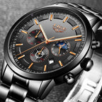 Men's personality fashion trend casual waterproof moon phase quartz watch