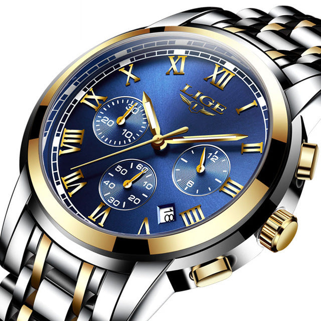 Men's personality fashion trend casual waterproof moon phase quartz watch
