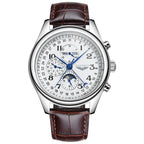 Orologio automatico Guanqin da uomo, a carica automatica, in acciaio inossidabile, in pelle, impermeabile, meccanico, con zaffiro.