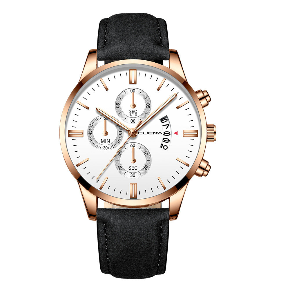 Men's Business Watch Three-eye six-point scale with calendar watch