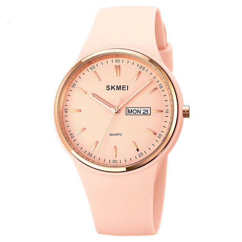 SKMEI Women Quartz Watches Silicone Band Big Dial Waterproof Fashion Casual Simple Quartz Watch Analog Day Date Wrist Watch