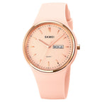 SKMEI Women Quartz Watches Silicone Band Big Dial Waterproof Fashion Casual Simple Quartz Watch Analog Day Date Wrist Watch