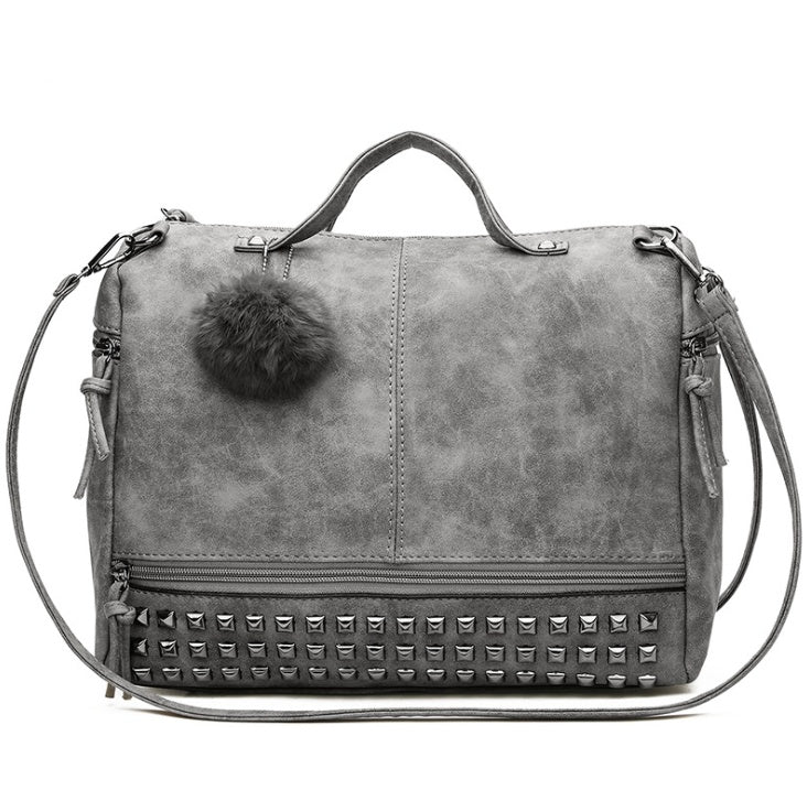 Fashionable Women's Hand Bag Pillow Bag European and American Fashion Large Capacity Matte Rivet Big Shoulder Bag