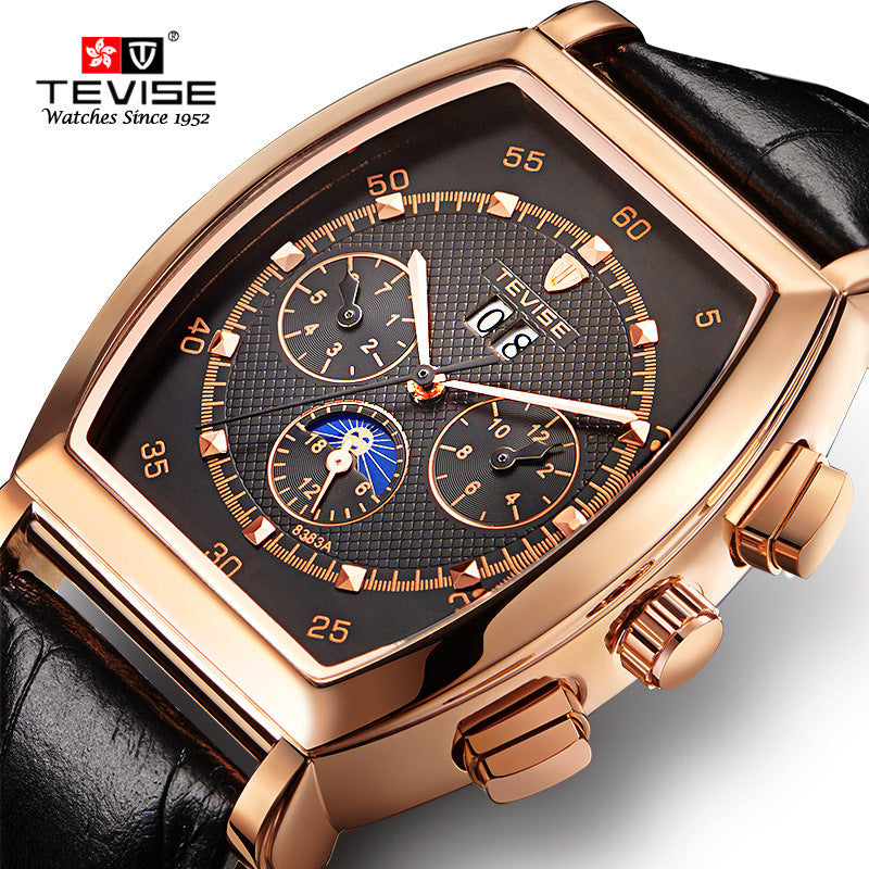 Orologio meccanico da uomo TEVISE, orologio da uomo multifunzione impermeabile