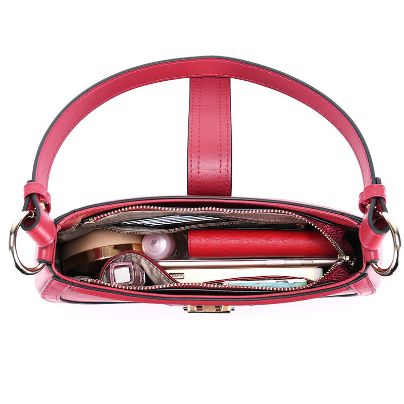 Women's Fashionable Original Leather Shoulder Bag Zipper Pocket Large Capacity Handbag Women's Fashion Shoulder Bag