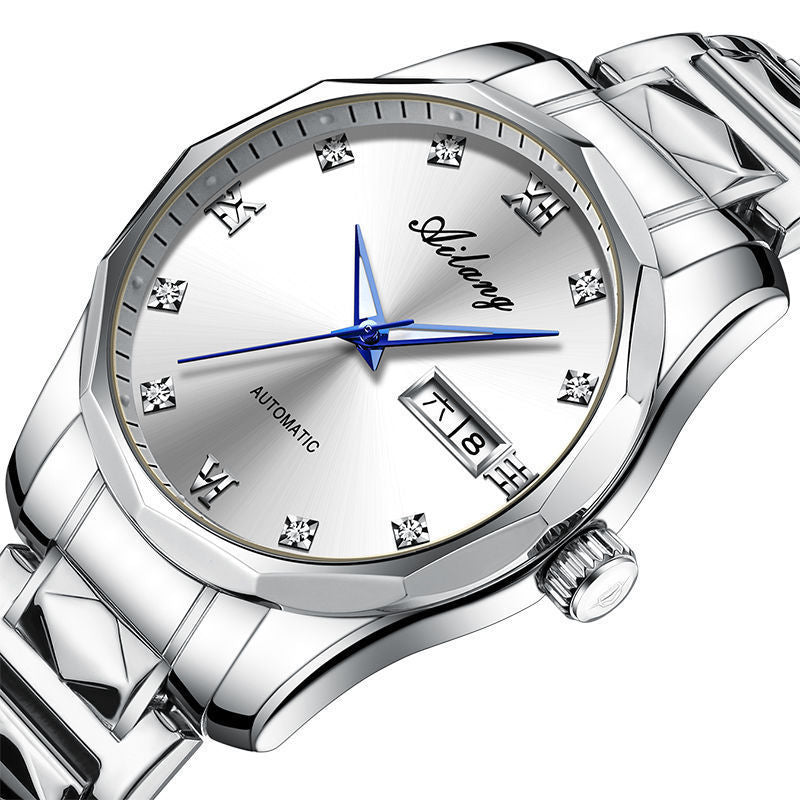 Orologio da uomo AILANG in acciaio inossidabile, impermeabile, automatico, meccanico, orologio da polso da uomo luminoso e impermeabile