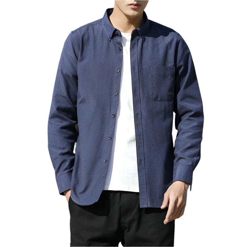 Men's Fashionable Casual Shirt Slim Fit Solid Color Cotton Fiber Shirt Long Sleeve Shirt Men's Casual Fashion Shirt