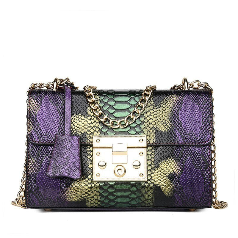 Damesmode Schoudertas met slot en ketting, kleine vierkante tas, originele leren tas, grote capaciteit dames schoudertas