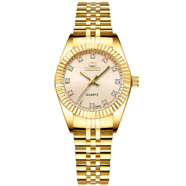 Chenxi merk luxe dameshorloge goudblauw kwarts pols roestvrij staal strass handgemaakte casual waterdichte dameshorloges