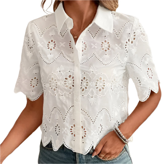 Elegant damesoverhemd met korte mouwen