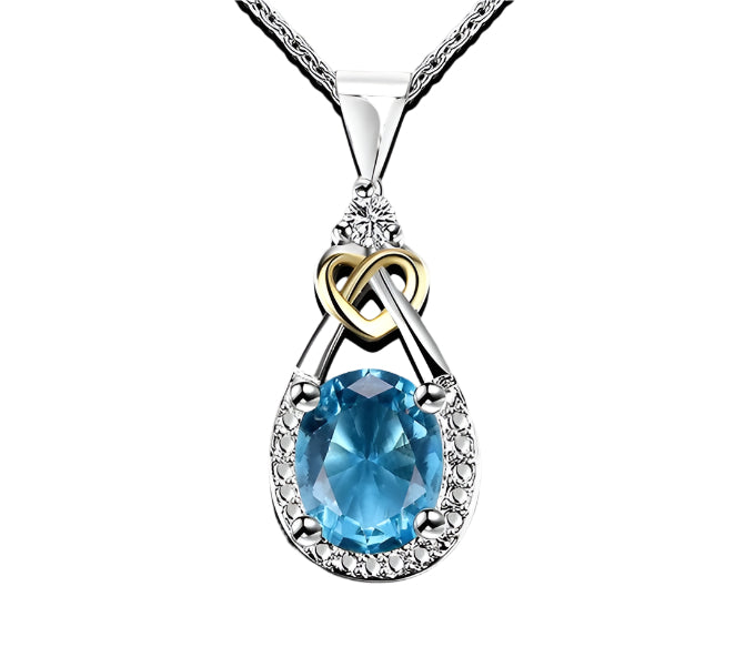 925 Sterling-silver-Blue Oval Stone Women's Nacklaces