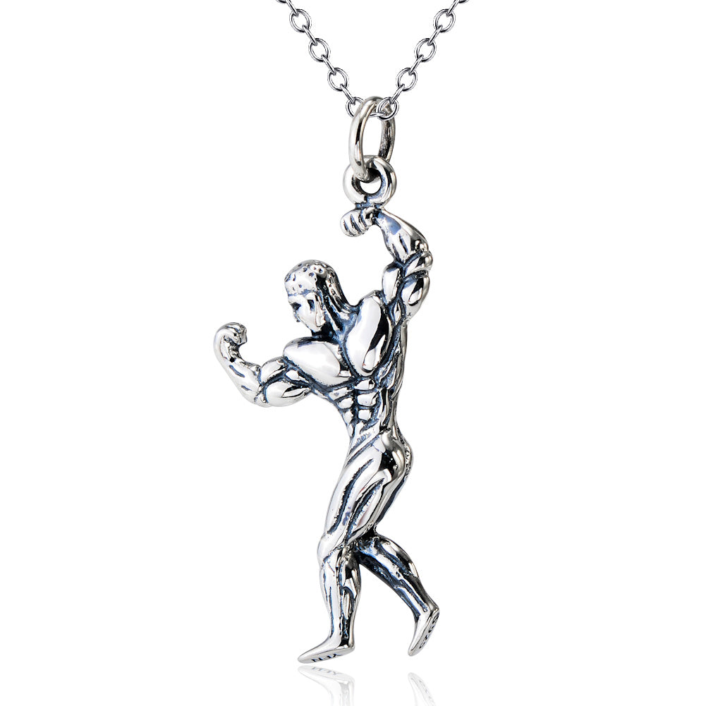 Muscle Pendant 925 Sterling Silver Necklace