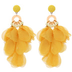 Handmade fabric floral earrings women's fashion exaggerated long earrings