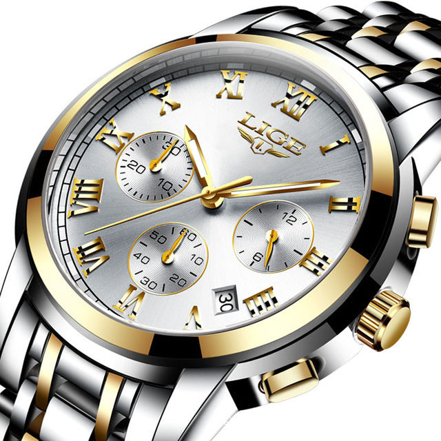 Men's personality fashion trend casual waterproof moon phase quartz watch