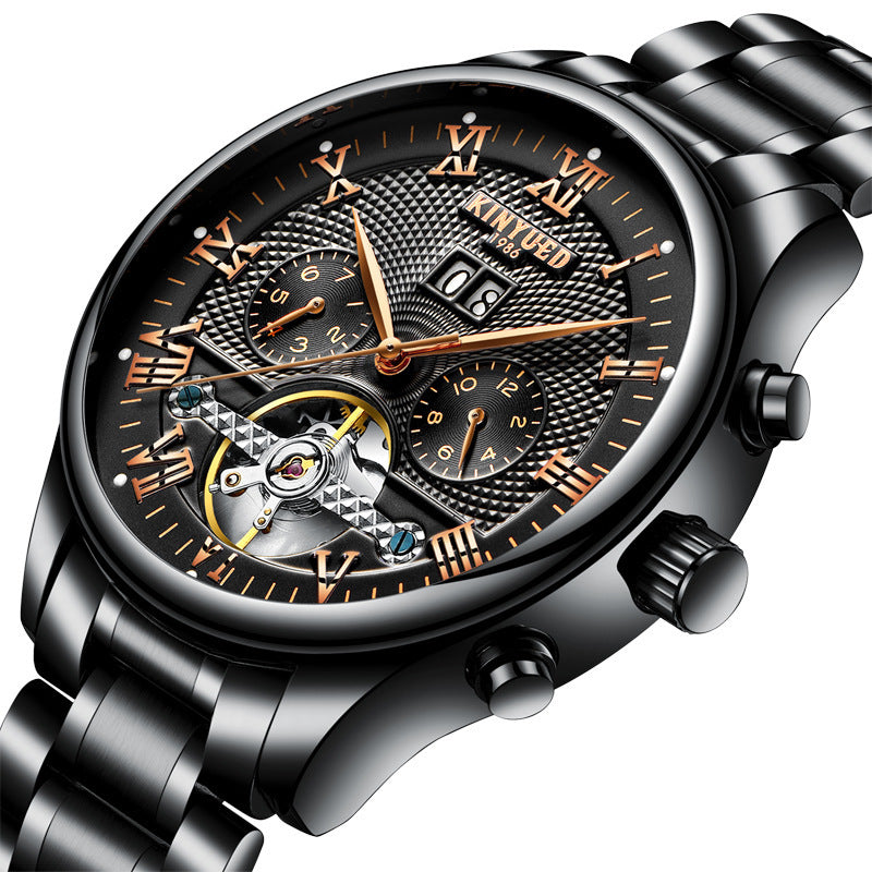 Orologio meccanico da uomo KINYUED Tourbillon Hollow