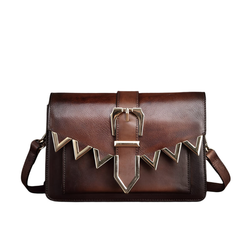 Diagonal leather retro small square bag