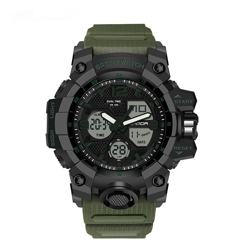SANDA 3132 Men's Watches Dual Display Waterproof Sports Watch Men's Alarm Stopwatch Quartz Digital Wristwatch