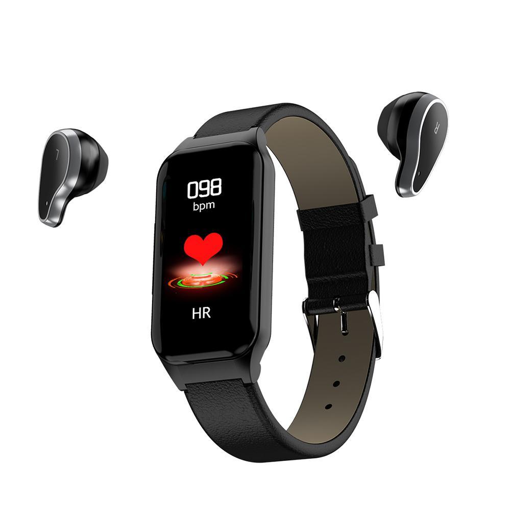 Smartwatch Fitness Tracking Smartwatch voor Android IOS Hartslagmeter Bloeddrukmeter Bluetooth Headset Twee-in-één Band Smartwatch