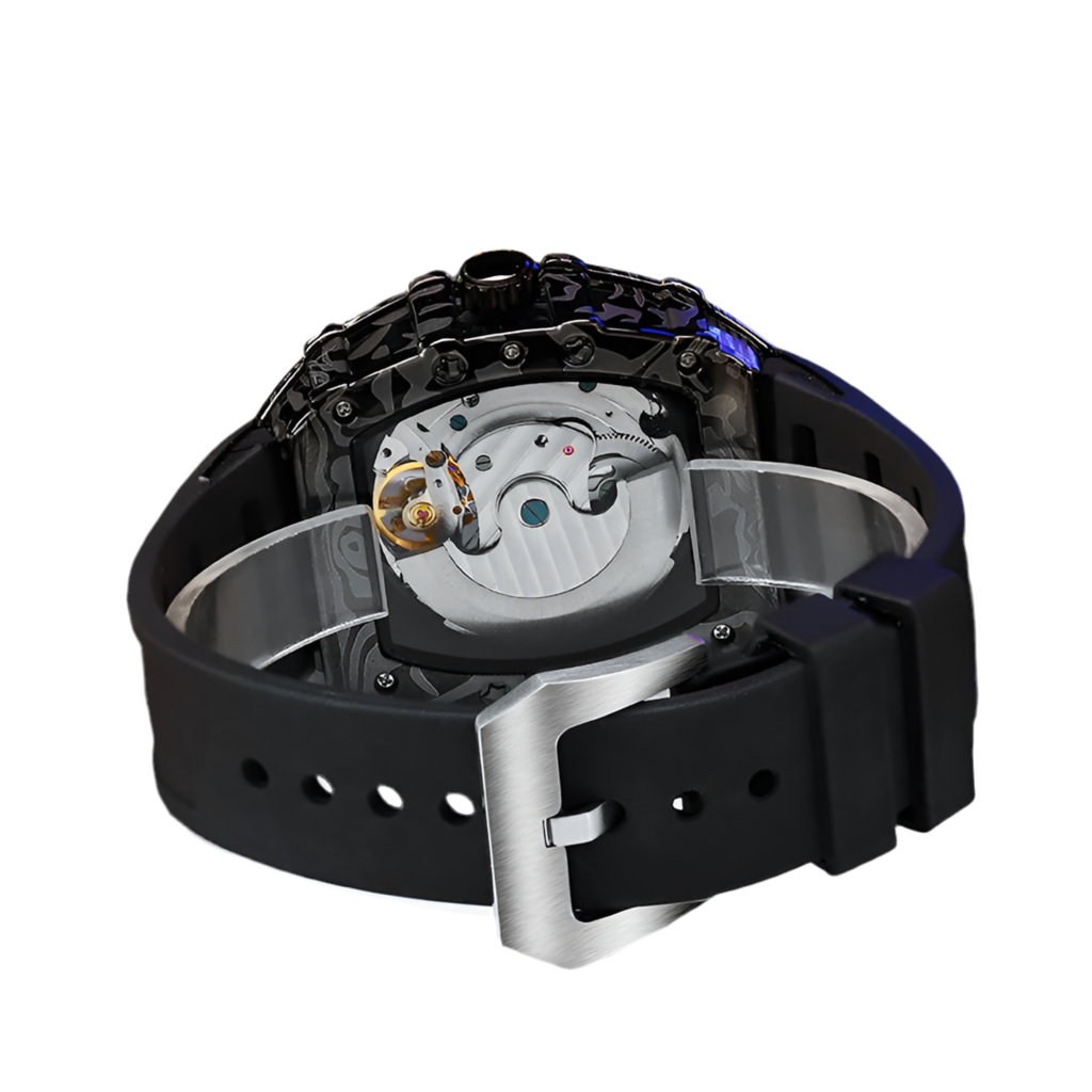 Orologi sportivi Dulunwe Fashion Skeleton Flywheel per uomo, orologio meccanico automatico di lusso, orologio da polso luminoso