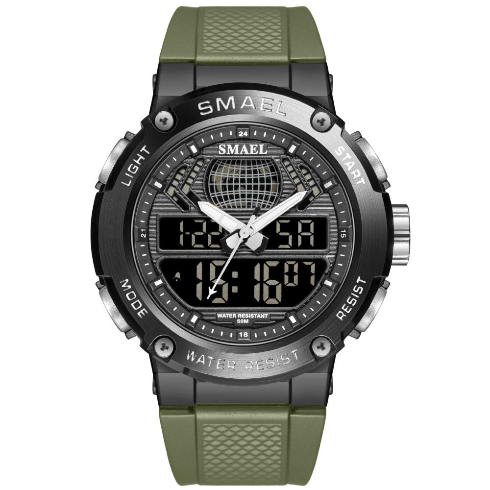 SMAEL Men's Military Watches, Multifunctional LED Wrist Watch with Dual Analog Digital Display, 50M Waterproof Outdoor Sports Watch
