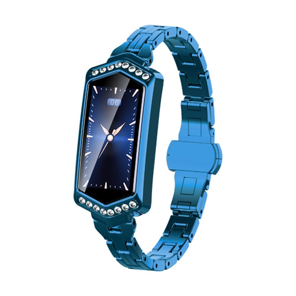 Vrouwen Smart Armband Hartslag Stap Slaap Fysiologische Cyclus Monitoring Bluetooth Sport Stalen Band Armband Smartwatch