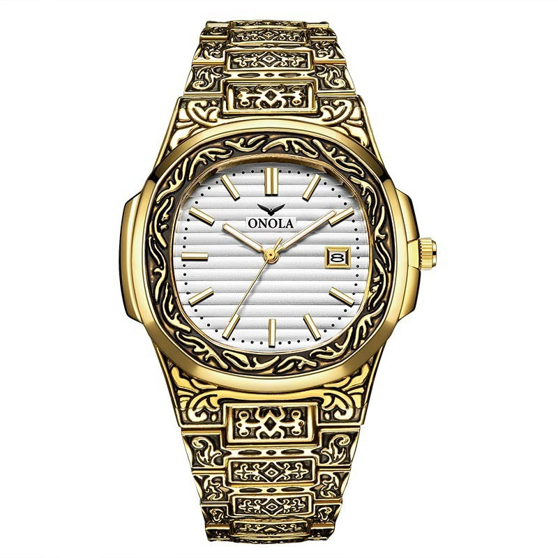 Modieuze quartzhorloges voor dames, merk ONOLA Golden roestvrijstalen horloge, luxe design quartzhorloge voor dames