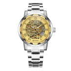 Men Mechanical Watch Top Brand Luxury Leather Gucamel Design Hand Winder Wrist Skeleton Watches - Acquisti Online