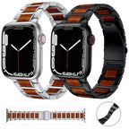 Smart Watch Compatible for Apple Watch Ultra 2 Band Series 10 Natural Wood Red Sandalwood Stainless Steel Metal Strap for iWatch Bands Compatible for Apple Watch