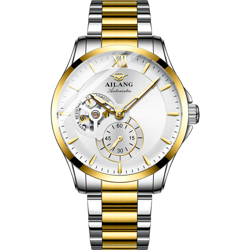 AILANG Men's Business Casual Fashion Watch Automatic Mechanical Movement Watch Waterproof Steel Band Man Watch - Acquisti Online