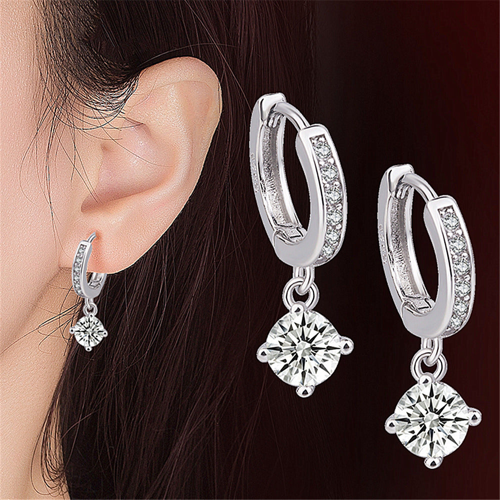 Fashionable Women's Copper Zircon Earrings