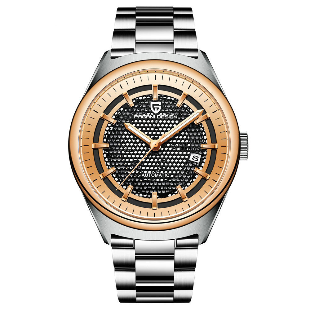 Pagani Design Orologio da uomo casual-elegante, movimento automatico, orologio meccanico, cinturino in acciaio, impermeabile, orologio da uomo alla moda