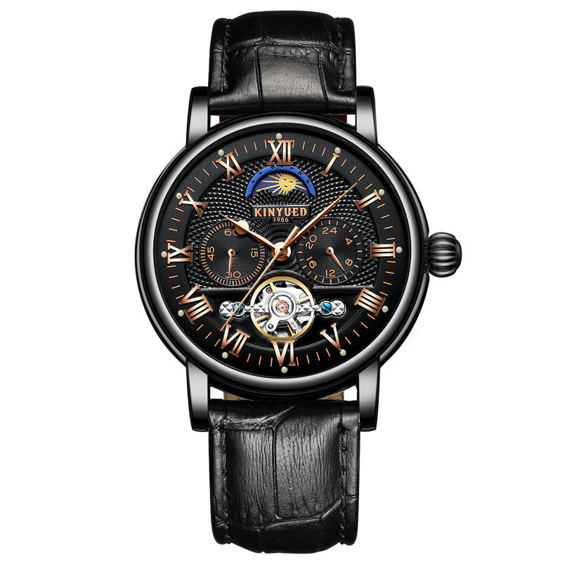 Orologi da polso da uomo alla moda con tourbillon vuoto, orologio da polso meccanico automatico