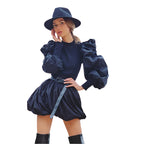 Dames Lantern Puff Sleeve Paneel Shirt 