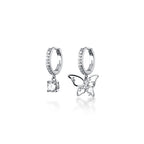 s925 silver autumn new asymmetric butterfly women's earrings