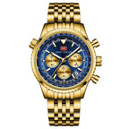 MINI FOCUS Men Multifunction Chronograph Calendar Luminous Business Quartz Watch