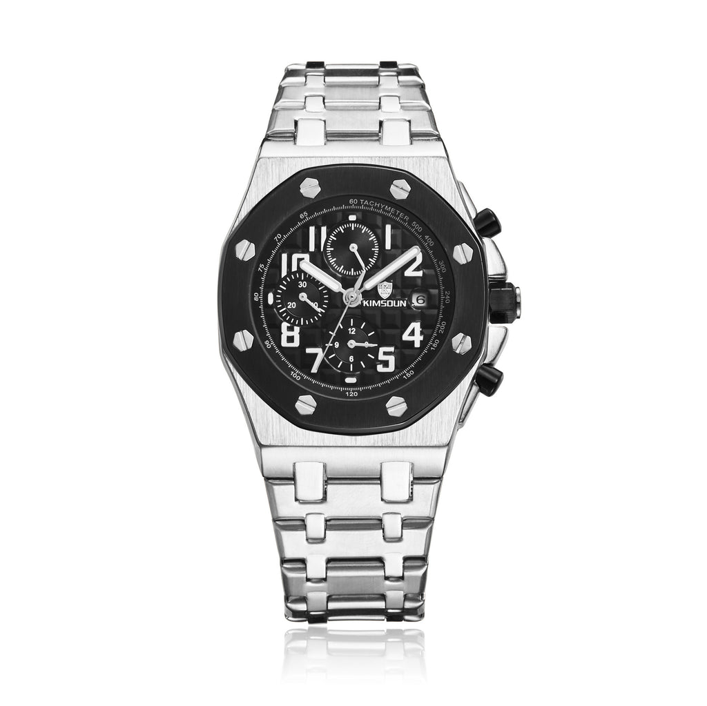 Kimsdun 1222A Luxury Man's Mechanical Watch Stylish Stainless Steel Band Waterproof Date Display Character Casual Watch