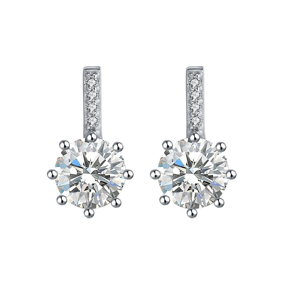 S925 Sterling Silver Stud Earrings Elegant Lady