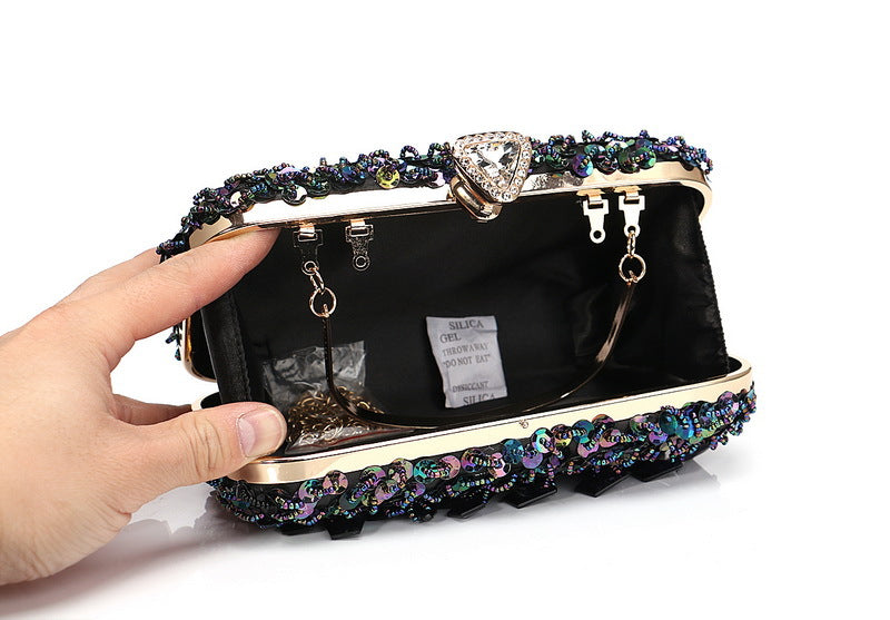 Women Luxury Handbag with Sequins Party Dinner Handbag Ladies Night Bag with Chain Women Banquet Clutch Bag