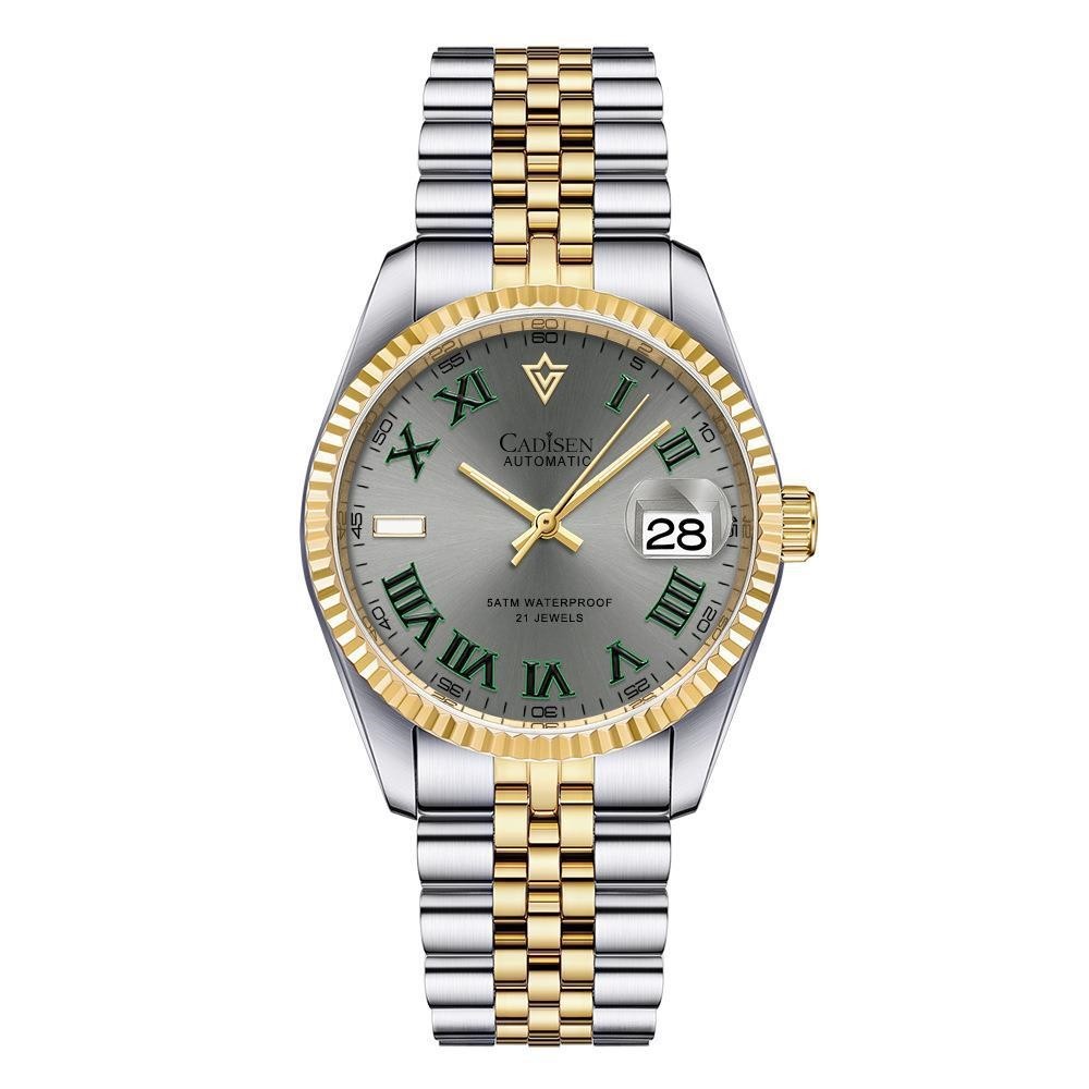 CADISEN MIYOTA 8215 Orologio da uomo meccanico automatico con riserva di carica in acciaio inossidabile e cristallo zaffiro