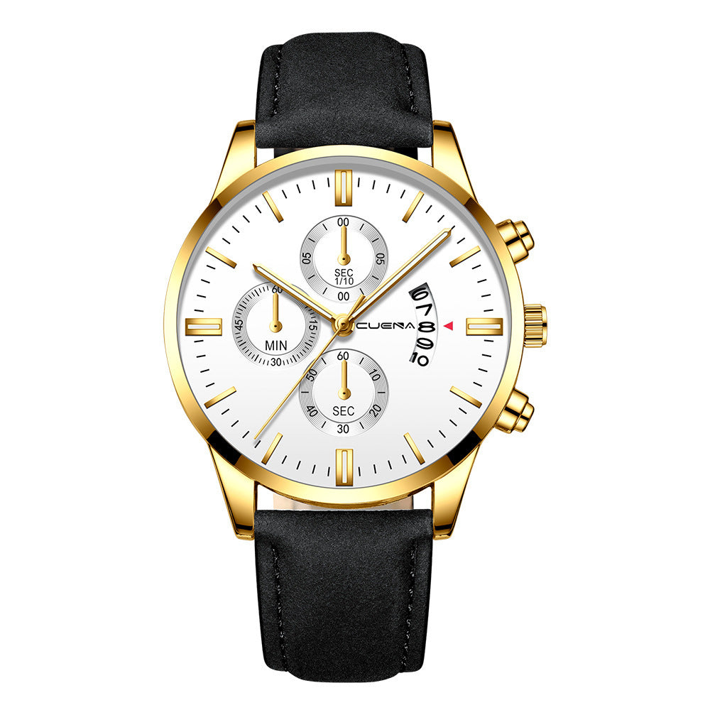 Men's Business Watch Three-eye six-point scale with calendar watch