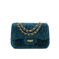 Women's Fashionable Faux Wool Shoulder Messenger Crossbody Handbag for Ladies Combination Color Women's Shoulder Bag