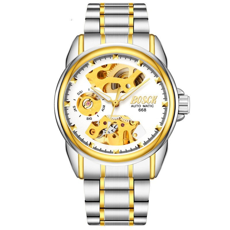 Men's Fashionable Automatic Mechanical Movement Watch Steel Band Waterproof Man Classic Fashion Watch - Acquisti Online