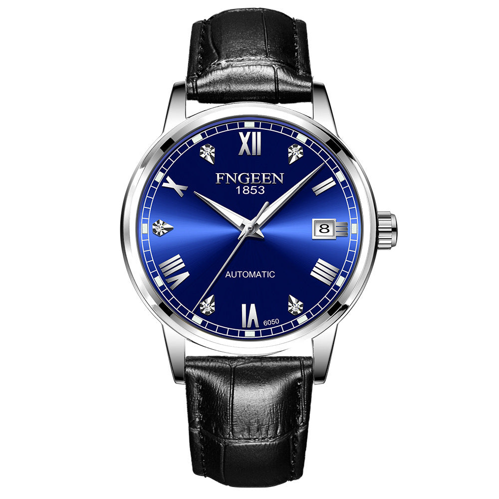 FNGEEN Top Brand Luxury Fashion Green Mechanical Watch for Men Stainless Steel Waterproof Sports Automatic Calendar Men's Watch - Acquisti Online