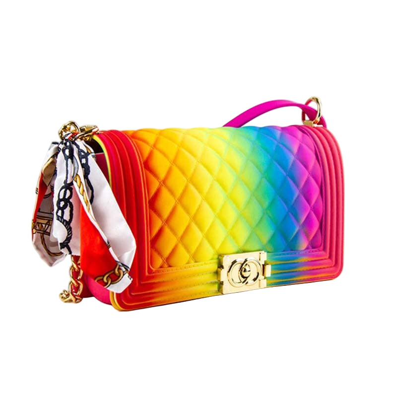 Dames Crossbody Tas Een Schouder Diagonale Tas Crystal Jelly Bag Grote Capaciteit Modieuze Regenboog Dames Schoudertas
