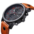 Men's three-eye strap watch quartz watch