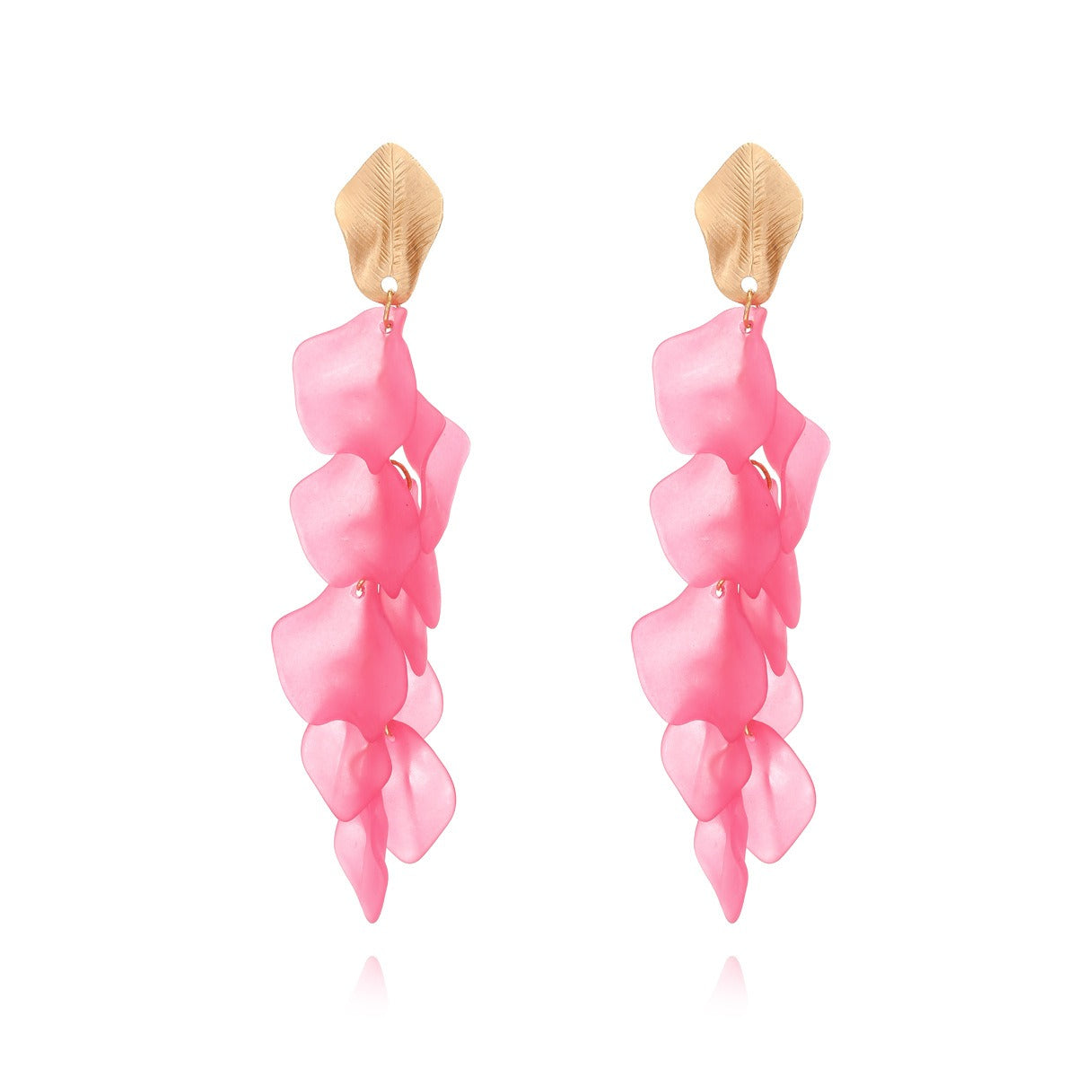 Damesoorbellen met bloemenmotief, opvallende oorbellen, elegante oorbellen met meerdere lagen harsblaadjes voor een stijlvolle uitstraling.