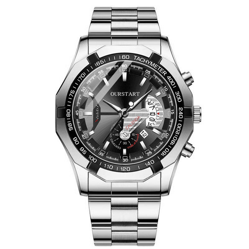 Man Business Casual Fashion Watch Automatic Quartz Movement Leather Band Business Men Watch - Acquisti Online