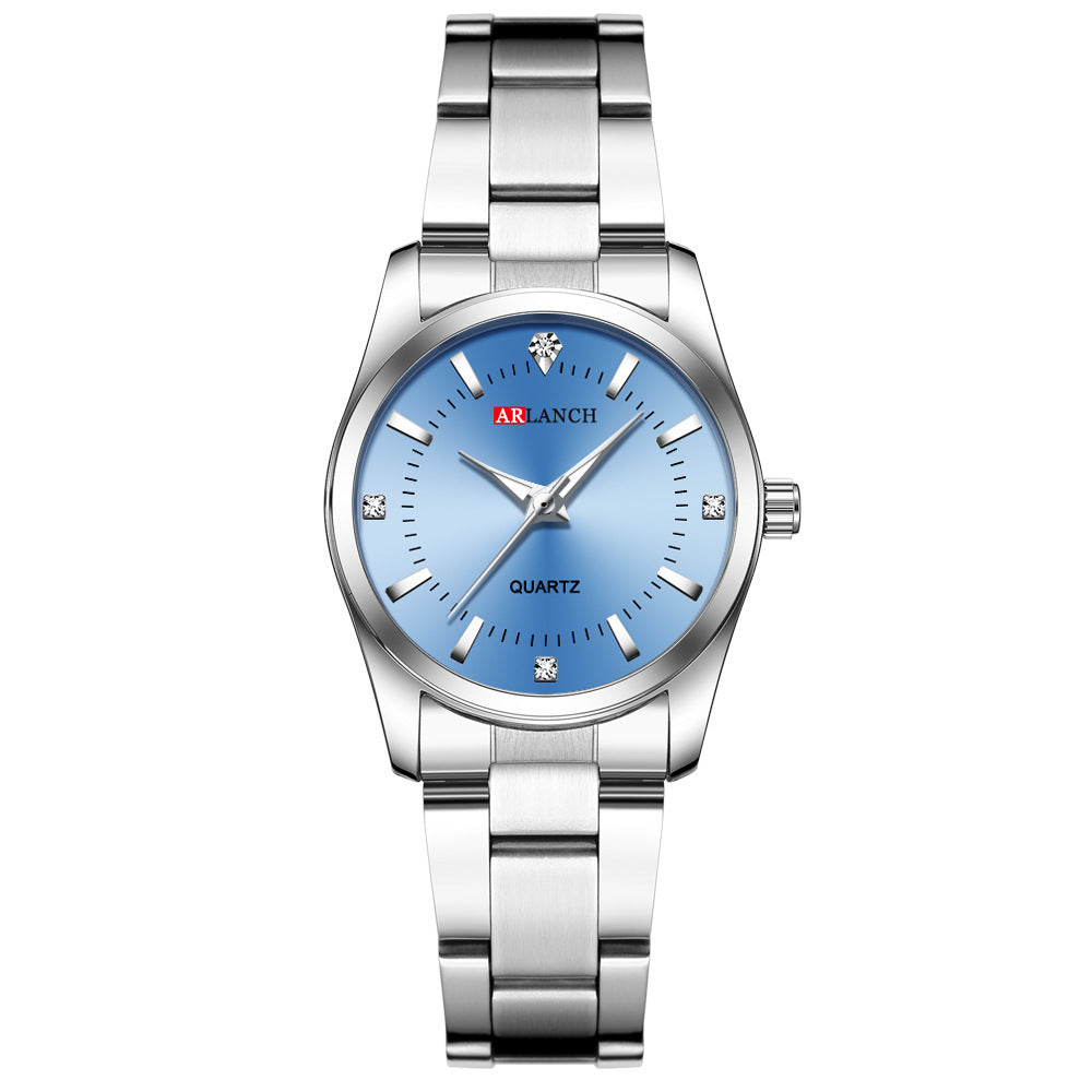 ARLANCH Orologio da polso da donna di lusso in acciaio inossidabile con quadrante piccolo al quarzo e strass.