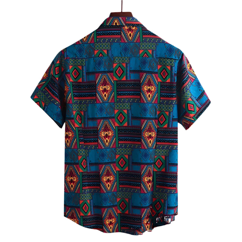 Men's Fashionable Casual Shirt Cotton Short Sleeve 3D Print Pattern Casual Loose Hawaiian Stylish Men's Shirts